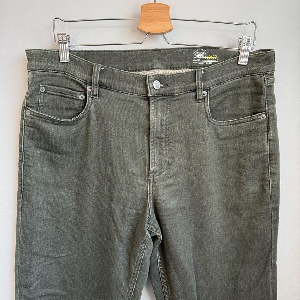 Faherty Stretch Terry 5-Pocket Pant - Fall Olive SZ 33 - Picture 4 of 9